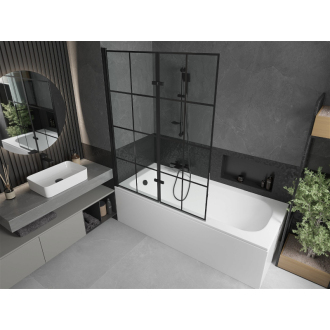 Mexen Vega obdĺžniková vaňa 150 x 70 cm s plášťom a 2 krídlovou zástenou 120 cm, čierny vzor - 550115070X9212027077