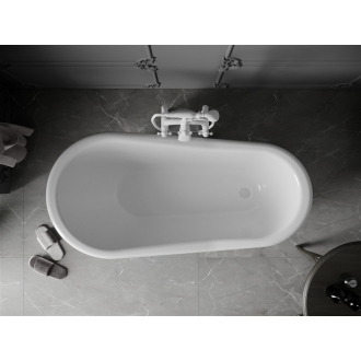 Mexen Retro voľne stojaca vaňa 150 x 73 cm biela/čierno biele nohy - 53251507375-20