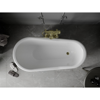 Mexen Retro voľne stojaca vaňa 150 x 73 cm biele/čiernozlaté nohy - 53251507375-50