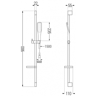 Mexen DS49 Posuvný sprchový set, čierny - 785494583-75