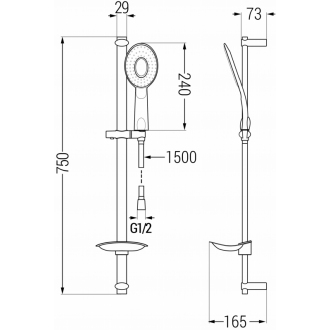 Mexen DB73 Posuvný sprchový set, chróm - 785734584-02