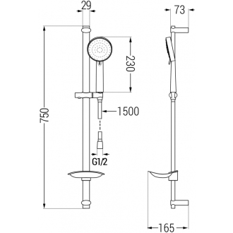 Mexen DB75 Posuvný sprchový set, čierny - 785754584-70