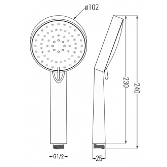 Sprchové madlo Mexen R-75 3funkčný chróm/biela - 79575-02