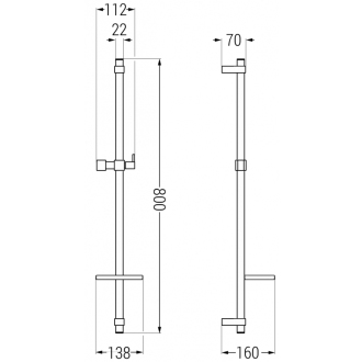 Mexen DQ sprchová tyč s miskou na mydlo 80 cm biela - 79381-20