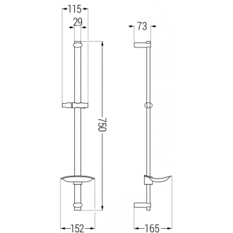 Sprchová tyč Mexen DB s miskou na mydlo 75 cm chróm - 79384-00