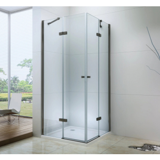 Mexen Lima Duo skladací sprchovací kút 100 x 100 cm, transparentný, čierna - 856-100-100-50-00-02
