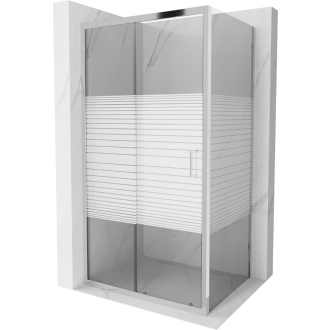 Mexen Apia výsuvná sprchová kabína 95 x 90 cm, transparentná/pruhy, chróm - 840-095-090-01-20