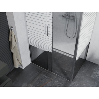 Mexen Apia vysúvací sprchovací kút 130 x 80 cm, transparentný/pruhy, chróm - 840-130-080-01-20