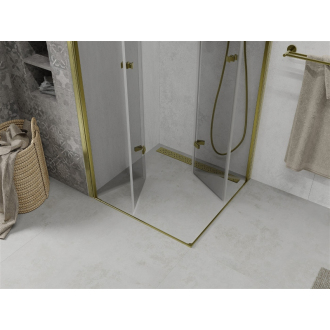 Mexen Lima Duo skladací sprchovací kút 90 x 90 cm, transparentný, zlatá - 856-090-090-50-00-02