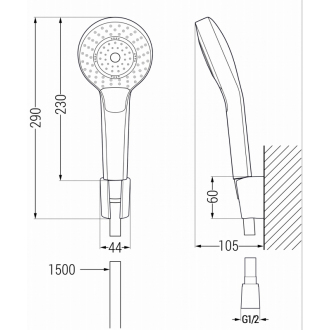 Vaňová súprava Mexen Fabia R05, čierna - 746503R05-70