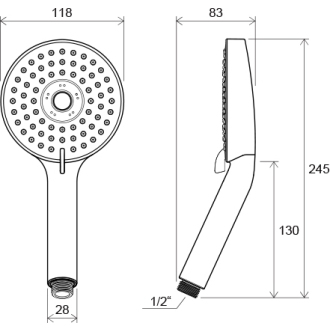 Ravak 953.00 Ručná sprcha Flat M, 3 funkcie, 118 mm X07P009