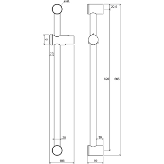 Ravak 972.00 Tyč s posuvným držiakom sprchy - 60 cm X07P012