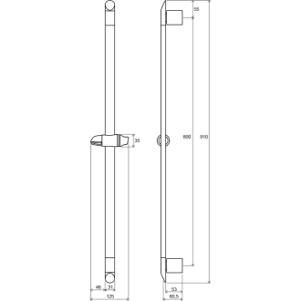 Ravak 973.00 Tyč s posuvným držiakom sprchy - 90 cm X07P014