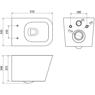 Mexen TEO WC misa Rimless Duroplast + sedátko, tmavosivý mat 30854071