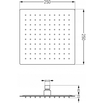 Mexen Slim štvorcová dažďová sprcha 25 x 25 cm so sprchovacím ramenom, grafit - 79125112-66