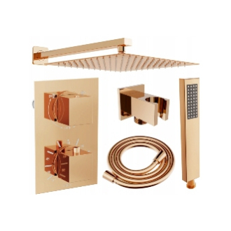 Mexen Cube DR02 podomietkový sprchový set s dažďovou sprchou 30 cm, ružové zlato - 77502DR0230-60
