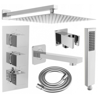 Mexen Cube DR02 podomietková vaňa a sprchový set s dažďovou sprchou 25 cm, chróm - 77503DR0225-00