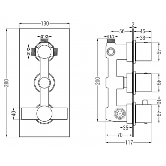 Súprava podomietkovej vane a sprchy Mexen Cube DR02 s dažďovou sprchou 30 cm, zlatá - 77503DR0230-50