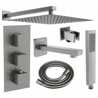 Mexen Cube DR02 podomietková vaňa a sprchový set s dažďovou sprchou 30 cm, grafit - 77503DR0230-66