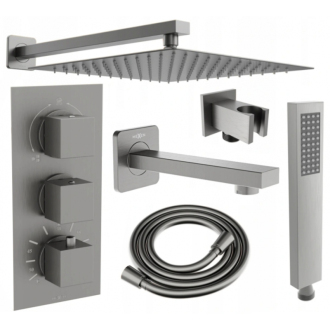 Mexen Cube DR02 podomietková vaňa a sprchový set s dažďovou sprchou 30 cm, grafit - 77503DR0230-66