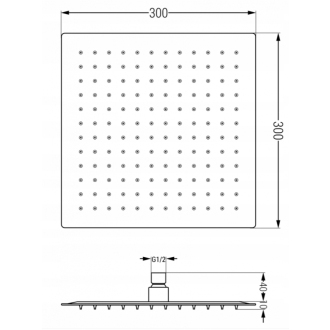 Mexen Cube DR02 podomietková vaňa a sprchový set s dažďovou sprchou 30 cm, grafit - 77503DR0230-66