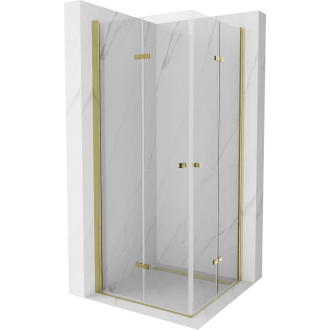 Mexen Lima Duo skladací sprchovací kút 90 x 80 cm, transparentný, zlatá - 856-090-080-50-00-02
