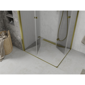 Mexen Lima Duo skladací sprchovací kút 90 x 80 cm, transparentný, zlatá - 856-090-080-50-00-02