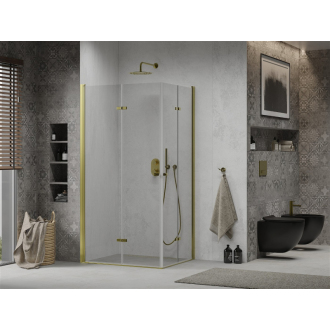 Mexen Lima Duo skladací sprchovací kút 90 x 80 cm, transparentný, zlatá - 856-090-080-50-00-02