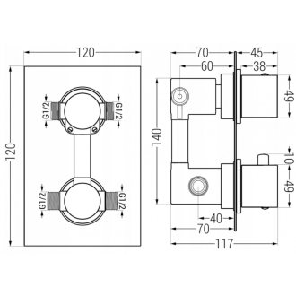 Mexen Cube DR02 podomietkový sprchový set s dažďovou sprchou 25 cm, biela - 77502DR0225-20
