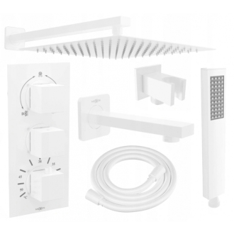 Mexen Cube DR02 podomietková vaňa a sprchový set s dažďovou sprchou 25 cm, biela - 77503DR0225-20