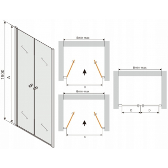 Mexen Pretoria Duo sprchové dvere pántové 140 cm, transparentné, chróm - 852-140-000-02-00