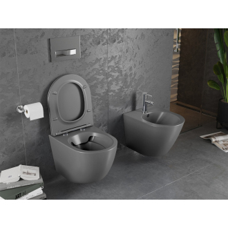 Mexen LENA WC misa Rimless Duroplast + sedátko, tmavosivý mat 30224071