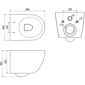 Mexen LENA WC misa Rimless Duroplast + sedátko, tmavosivý mat 30224071