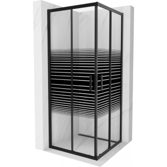 Mexen Rio štvorcový sprchovací kút 80 x 80 cm, pruhy, čierna - 860-080-080-70-20