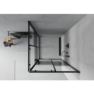 Mexen Rio štvorcový sprchovací kút 80 x 80 cm, pruhy, čierna - 860-080-080-70-20