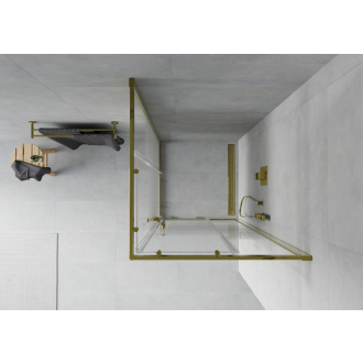 Mexen Rio štvorcový sprchovací kút 80 x 80 cm, pruhy, zlatá - 860-080-080-50-20