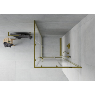 Mexen Rio štvorcový sprchovací kút 90 x 90 cm, pruhy, zlatá - 860-090-090-50-20