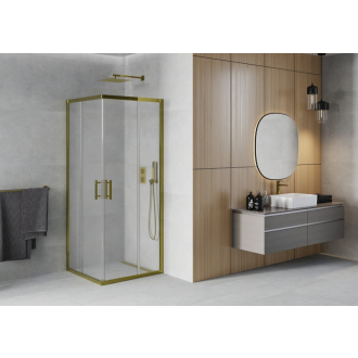 Mexen Rio štvorcový sprchovací kút 80 x 80 cm, mráz, zlatá - 860-080-080-50-30