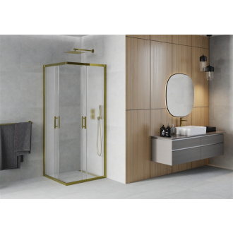Mexen Rio štvorcový sprchovací kút 80 x 80 cm, mráz, zlatá - 860-080-080-50-30