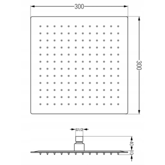 Súprava podomietkovej vane a sprchy Mexen Cube DR02 s dažďovou sprchou 25 cm, ružové zlato - 77503DR0225-60