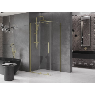 Mexen Velar vysúvací sprchovací kút 90x85, transp., brúsené zlato 871-090-085-01-55