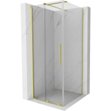 Mexen Velar výsuvný sprchovací kút 90x90 cm, transparent, brúsené zlato 871-090-090-01-55