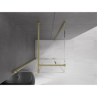 Mexen Velar výsuvný sprchovací kút 90x90 cm, transparent, brúsené zlato 871-090-090-01-55