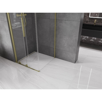 Mexen Velar výsuvný sprchovací kút 90x90 cm, transparent, brúsené zlato 871-090-090-01-55