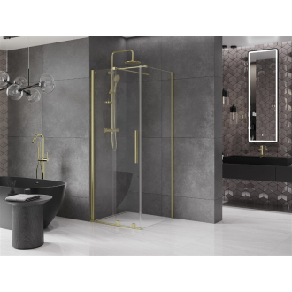 Mexen Velar vysúvací sprchovací kút 110x110, transp., brúsené zlato 871-110-110-01-55