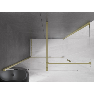 Mexen Velar vysúvací sprchovací kút 130x70, transp., brúsené zlato 871-130-070-01-55