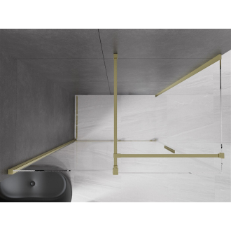 Mexen Velar vysúvací sprchovací kút 140x70, transp., brúsené zlato 871-140-070-01-55