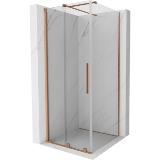 Mexen Velar sprchovací kút 100x100 cm, transparent, brúsená meď 871-100-100-01-65