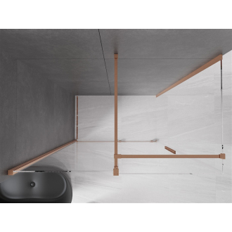 Mexen Velar sprchovací kút 140x80 cm, transparent, kartáčovaná meď 871-140-080-01-65