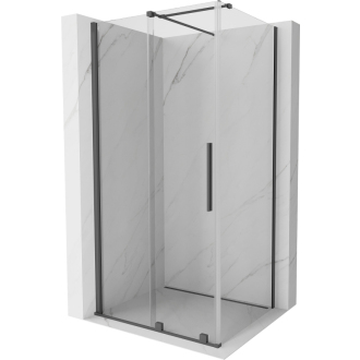 Mexen Velar sprchovací kút 90x85 cm, priehľadná, šedá kartáčovaná 871-090-085-01-66